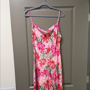 Pink Floral Maxi Slip Dress